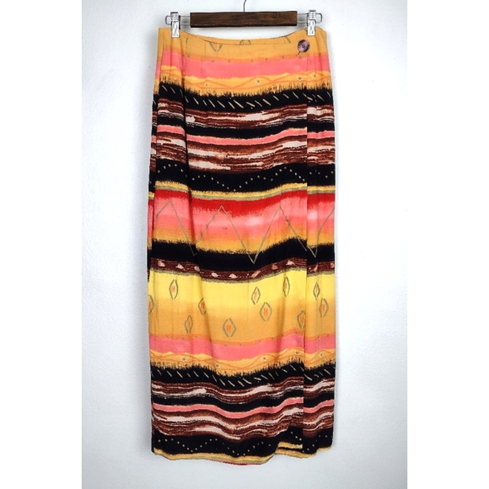 Vintage Russell Scott Signature Wrap Skirt Straight Maxi Length Bright Size 10